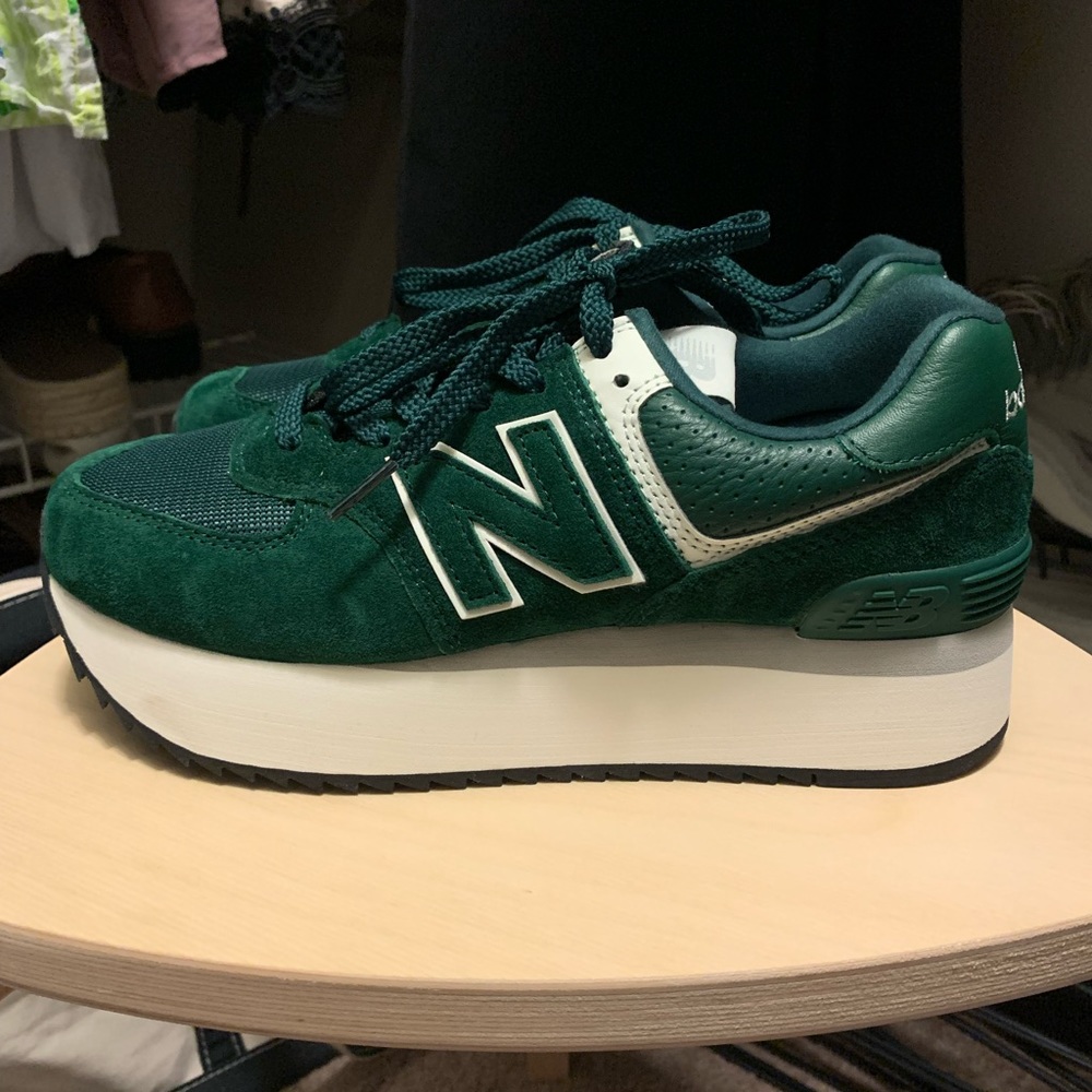 New Balance 574 Stacked Women’s Sneaker in Green/White